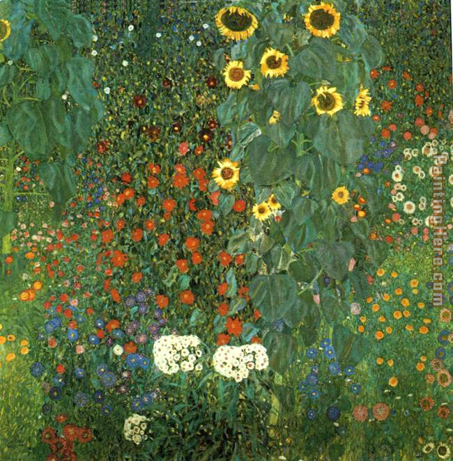 Country Garden with Sunflower painting - Gustav Klimt Country Garden with Sunflower art painting